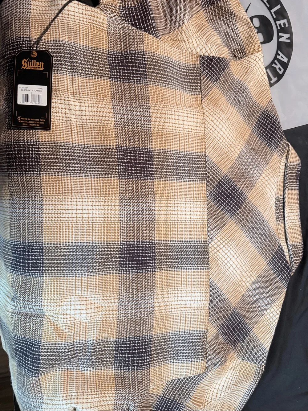 Men's Beige Plaid Lightweight Zip Shirt Jacket
